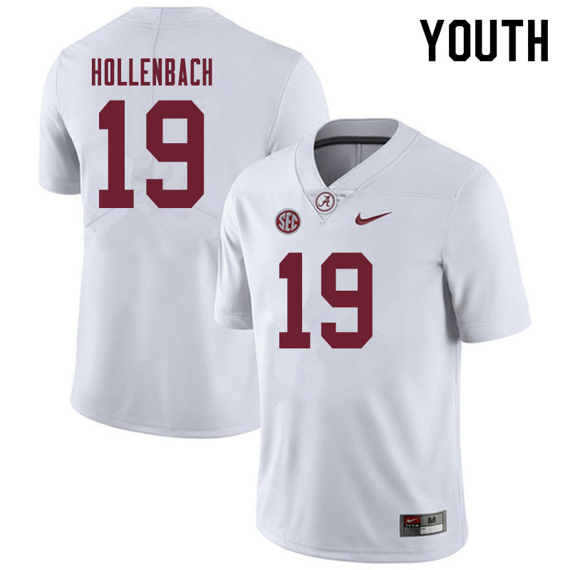 Youth #19 Stone Hollenbach Alabama Crimson Tide College Football Jerseys Sale-White - Click Image to Close